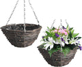 Hemoton Rattan Hanging Basket for Plants Seagrass Hanging Planters Indoor Outdoor Plant Flower Pots Woven Straw Planter Ceiling Flower Pots for Garden Home Decoration 2pcs