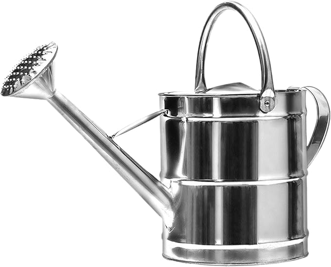 3 Gallon Metal Watering Can, Plants Stainless Steel Watering Pot with Long Spray Spout, Indoor Watering Can, Easy-Pour Flower Cans Outdoor Garden Large Capacity Ergonomic Handle, for Outdoors (8L)