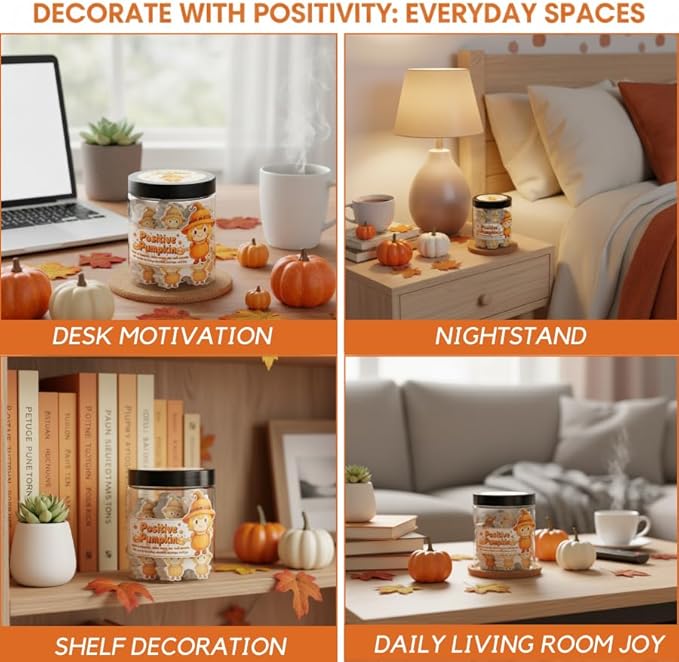 Positive Pumpkin Jar with 60 Daily Affirmation Cards, Emotional Support Pumpkin, Thanksgiving Decorations, Pumpkin Decorations, Pumpkin Gift, Thanksgiving Gifts, Fall Gifts For Women