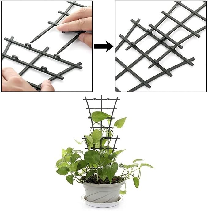 4 Pack Plant Stakes for Indoor Plants, 10 Inch Sturdy Small Heavy Duty Small Plant Trellis,Plastic Stackable Rustproof Indoor Trellis for Vine Flower Houseplant Rose Ivy Monstera Hoya