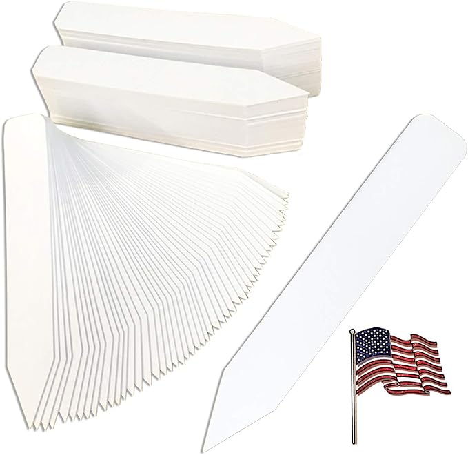 4" x 5/8" White Premium Pot Stakes - 500 Pcs - Plastic Plant Tags Markers and Labels - Nursery Garden Tree Labels Waterproof Writeable | Made in The USA |