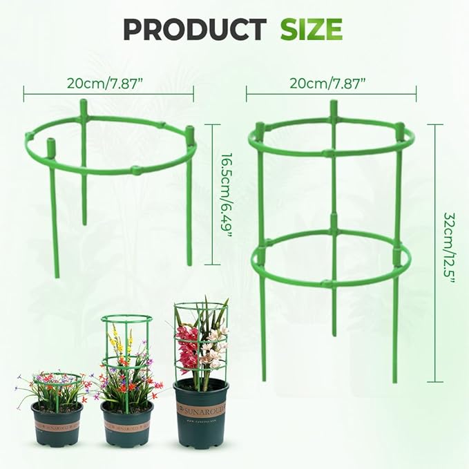 Plant Support Cage, Adjustable Height Garden Stakes for Tomato, Peony, Hydrangea, Snake Plant, Upgraded Thickened Half-Round Plant Supports for Indoor Outdoor Climbing Vegetables & Flowers (1)