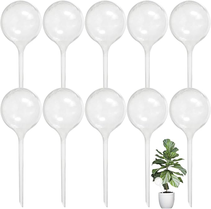 Jgalnim 10 PCS Large Clear Plastic Watering Globes,Plant Self-Watering Bulbs,Flower Automatic Water Device,Garden Waterer for Plant Indoor Outdoor Plants Flowers