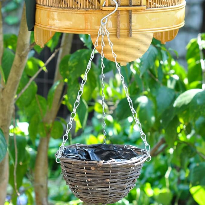Hemoton Rattan Hanging Basket for Plants Seagrass Hanging Planters Indoor Outdoor Plant Flower Pots Woven Straw Planter Ceiling Flower Pots for Garden Home Decoration 2pcs