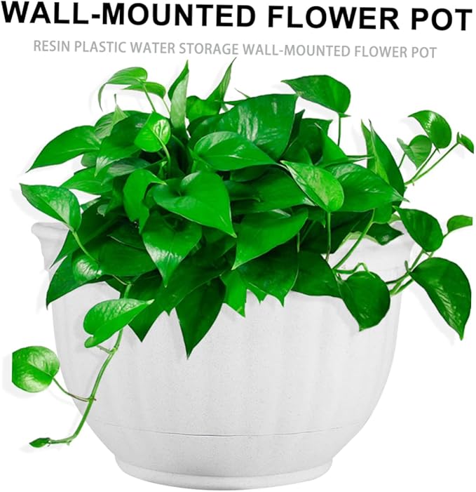 POPETPOP 2pcs Wall Mounted Half Hanging Flower Pot Elegant Planter Drainage Space-Saving Design for Desktop Kitchen Balcony Garden Decor
