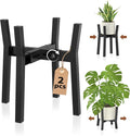 LASZOLA Black Adjustable Plant Stand for Single Large Outdoor Indoor Planters, Heavy Duty Metal Floor Fern Holder Fits 8 to 12 Inch Pots, Elevated Big Flower Stool for Patio – Pot Not Included, 2 Pack