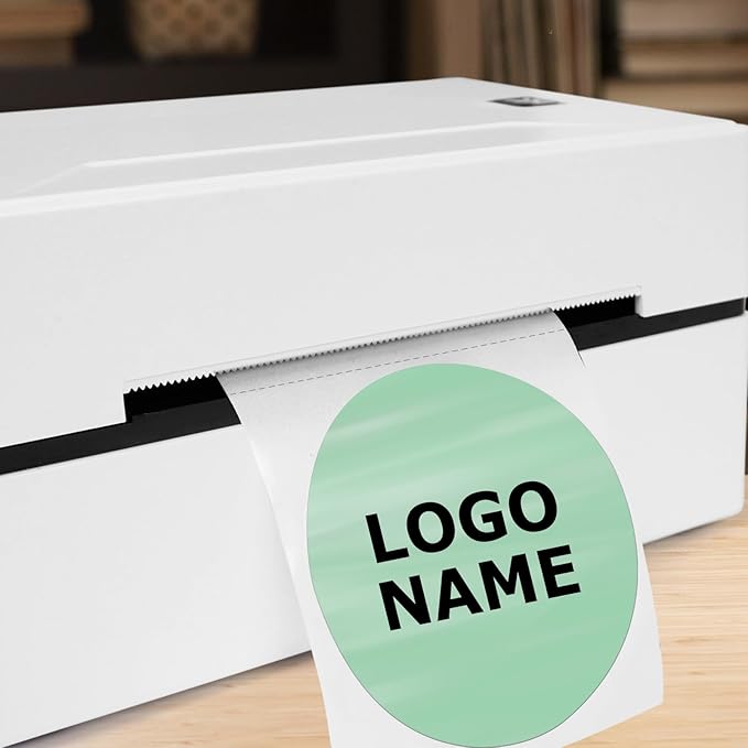 Green Circle Thermal Labels Vinyl 3 Inch Self-Adhesive Round Stickers Roll Waterproof Printer Decals Name Tag for QR Code DIY Office Address 500 PCS