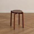 Oak Stackable Stool, Small Plant Stand, Round Wooden Stool for Dining Room, Living Room, Entryway, Classroom, School, 15.4" x 15.4" x 16.7”, Walnut