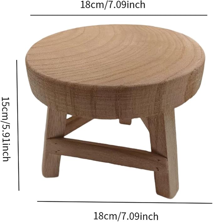 MYCENSE Wooden Stool Plant Stand for Indoor & Outdoor, Sturdy Flower Pot Stands Plants Shelf Potted Rack, Round Footstool, Decoration Racks for Home Office Garden Patio, C Wood 18x15cm