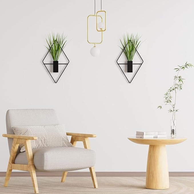 2pack Modern Geometric Wall Mounted Plant Holders for Indoor Decoration Iron Art Hanging Flower Pots Wall Decoration Hanging Planter