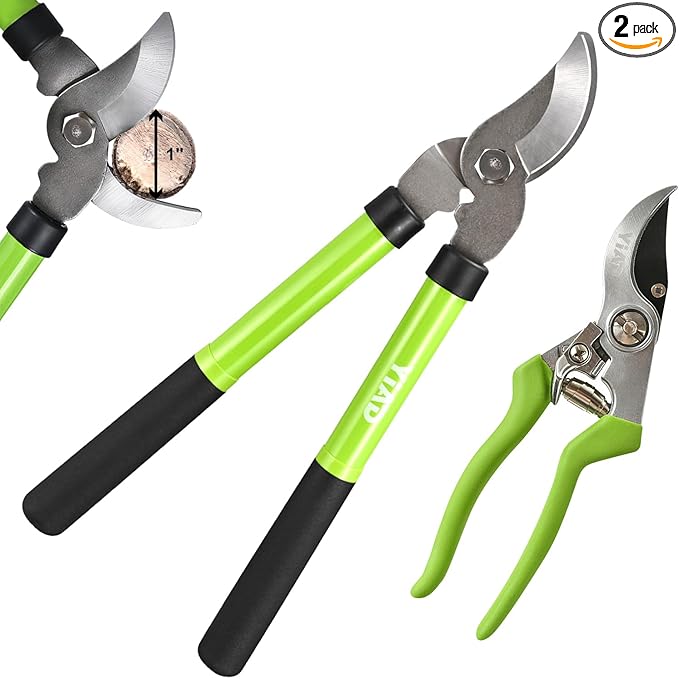 Loppers for Tree Trimming 15"Branch Cutter & Pruning Loppers Set Rust-Resistant Bypass Pruners Tree Trimmer Clippers,1"Cut Diameter,Short Handle Garden Shears Tools for Gardening Yard,Limb,Plant 2Pcs