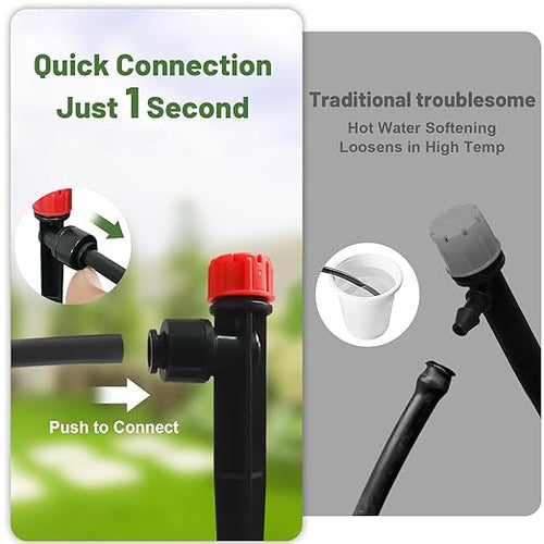 250FT Drip Irrigation Kit for Garden, Raised Bed Watering System with 1/2" & 1/4", Quick-Connect Plant Accessories, Drip Line Kit for Greenhouse, DIY Micro Sprinklers Set for Yard Outside, Raised Bed