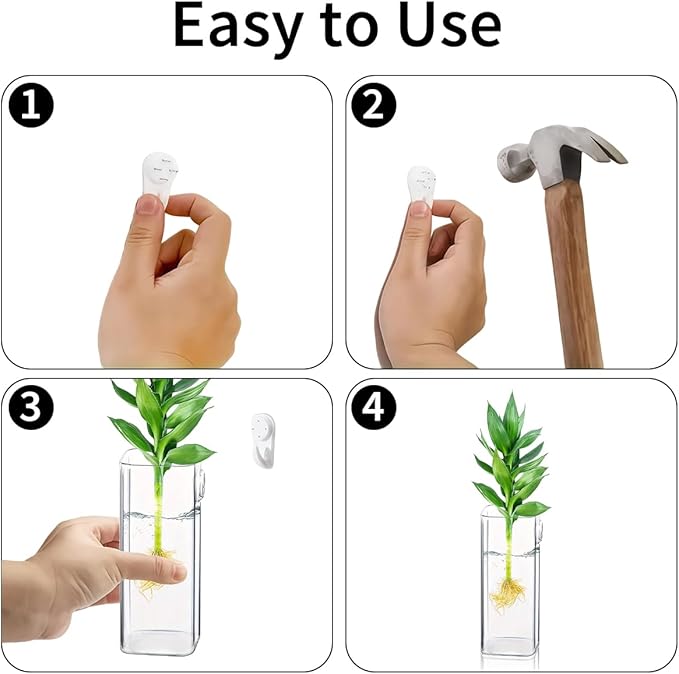 6 Pcs Glass Wall Mounted Planters, Hanging Glass Tubes Flower Vase, Wall Vase for Plants Indoor, Propagation Wall Planter Container for Hydroponics Plants, Garden Wedding Decor