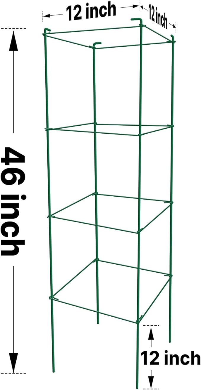 Thealyn Tomato Cages 6 Packs 46 Inches (H) Plant Stand with 164 Feet Twist Ties, Heavy Duty Garden Plants Support for Tomatoes, Cucumber, and Other Climbing Plants (Green)