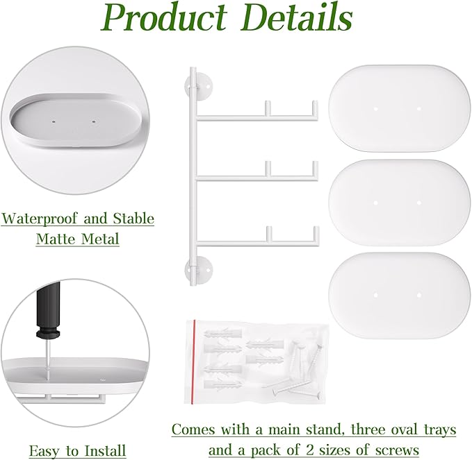 YQSLYSF Window Rotating Plant Stand Shelf Indoor White Metal Floating Shelves 3-Tier Wall Mount Plant hanger Holders for Wall Planter Modern Home Decor window sill gifts