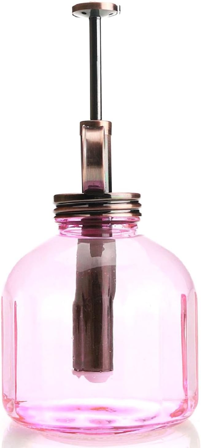 Plant Mister- Pink Glass Bottle & Brass Sprayer (Antique Copper)