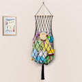 Stuffed Animal Storage Net, 68 Inch Jumbo Macrame Vertical Stuffed Animals Hammock Corner, Wall Ceiling Hanging Stuffy Hammock Plushie Holder Display for Kid Boy Girl Gift Boho Nursery Decor (Black)