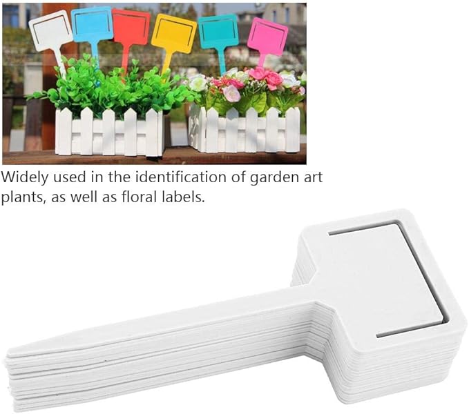 20PCS Plant Labels PVC Reusable Gardening Flower Plant Label Flower Pots Tags Garden Seed Stake Tool(White)