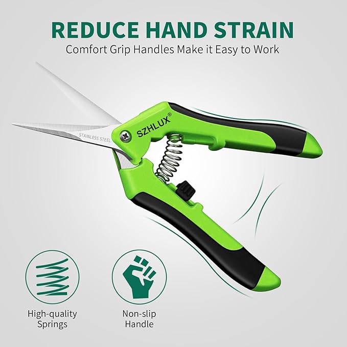 SZHLUX 3-Pack Gardening Scissors, 6.5'' Gardening Pruning Scissors, Professional Pruning Shears with Straight Stainless Steel Precision Blades