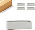 WGVI Long Rectangle Ceramic Planter Vase in White 14" x 4" x 4"H, Rectangular Box Block Terrarium Pot, Flower Arrangement, Tabletop Centerpiece, Home Decor Organization Storage Container, 4 Pcs.