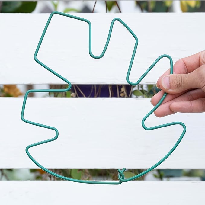 Yohsnor 5PCS Green Monstera Plant Stem Support - 11x9.4 Adjustable Fishbone Cactus Stake Holder, Durable, Sturdy Design, Easy Installation, Gentle Grip for Indoor Plants