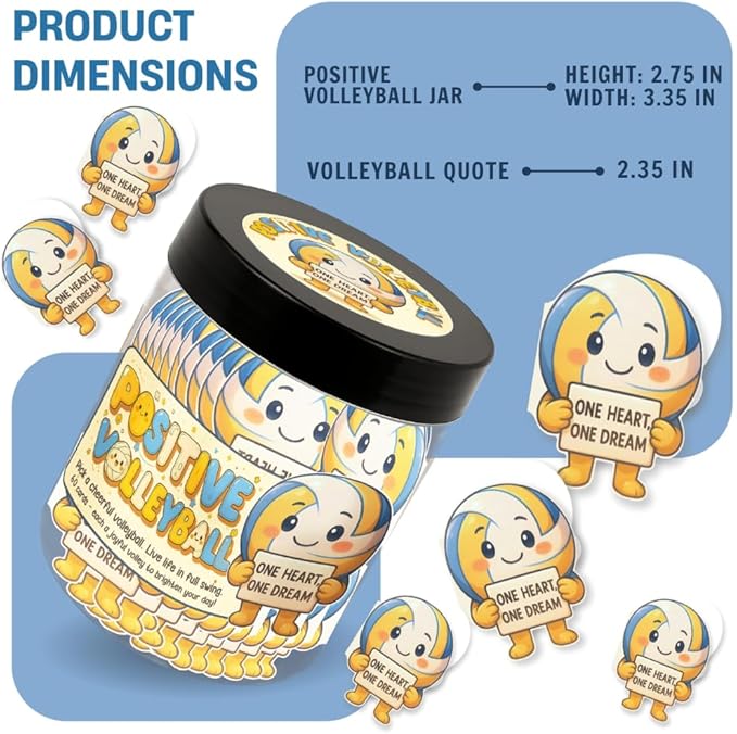 Positive Volleyball Jar – Volleyball Gifts For Women, Men - Teens, Volleyball Party Favors, Volleyball Accessories For Teen Girls, Volleyball Party Decorations