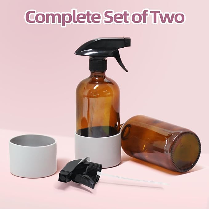 YOCASII 2PCS 500ml Refillable Glass Spray Bottles – Heavy-Duty water spray bottle for Hair, Plants & Cleaning – Reusable Household atomizer Set for Home & Travel