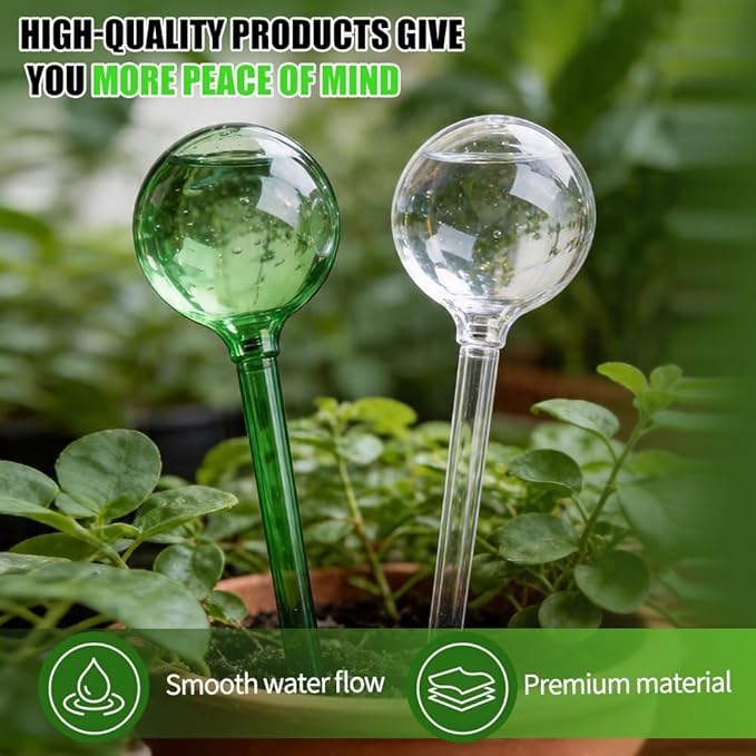 Yahpetes Automatic Watering Globe Plant Watering Globes Plastic Watering Bulbs Waterer Flower Water Drip Irrigationdevice Self Watering System (Clear+Green)