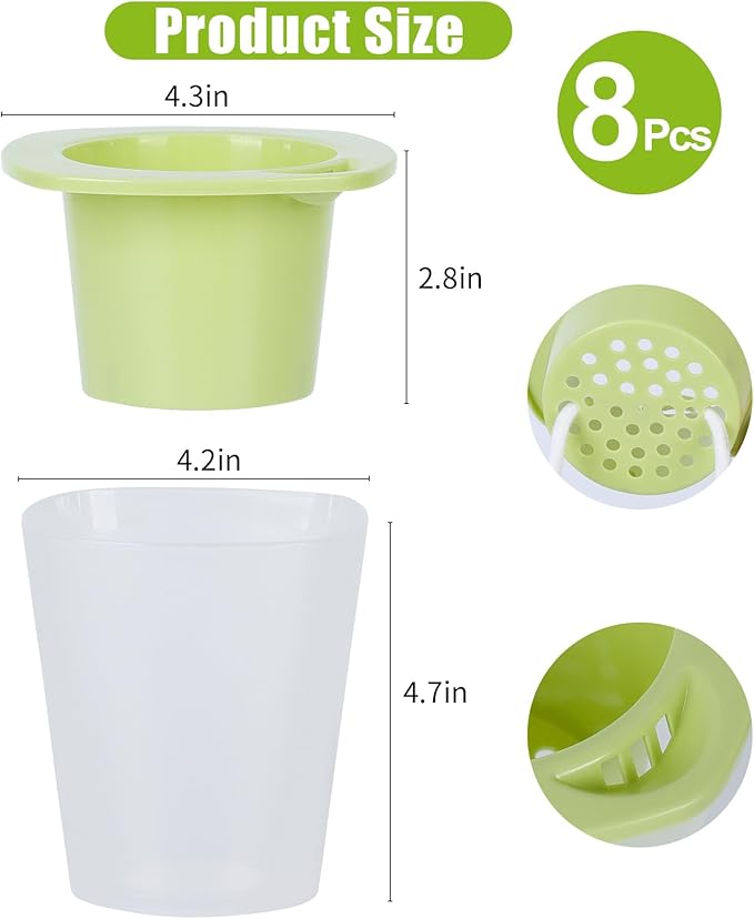 Oliz Self Watering Planter 8 Pcs,4.3 Inch Flower Plant Pot with Inner Pot, Indoor Self Watering Planter Pot for Herbs, Flowers (Green)