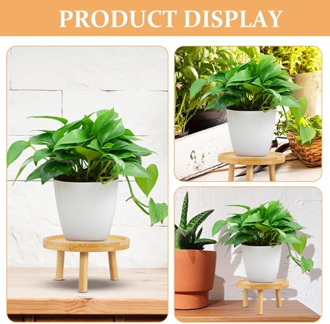 UPKOCH 2PCS Small Wooden Plant Stand Indoor Riser, Mid Modern Short Stool, Mini Wood Pedestal Base for Tabletop Corner Planter Desk Countertop