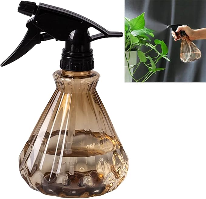 Yrzper Watering Can for Indoor Plants, Plant Mister Spray Bottle with Detachable Nozzle for Plants,Succulents, Garden Flowers Mist Small Modern Translucent Sprayer Bottle for Bonsai Plants (Brown)