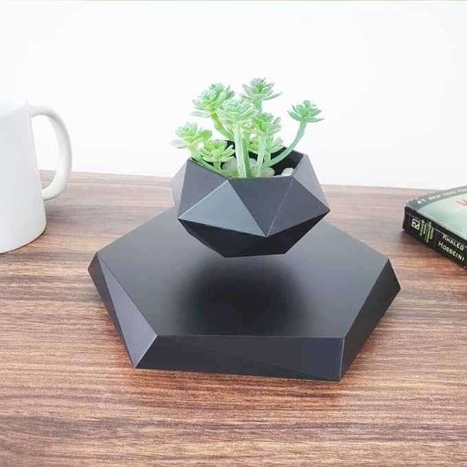 LMingKun Floating Plant Pot,Planting Flower pots,Levitating Plant Pot,Magnetic levitation,Floating Plant,Hanging Flower pots,Suspendded Flowerpot,Hanging planters (Black)