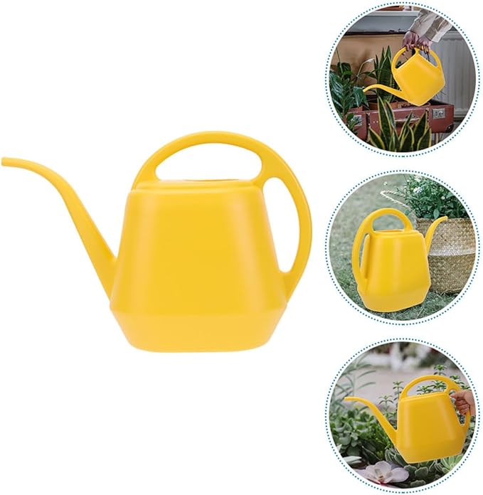 FRCOLOR Long Spout Watering Can 2l Yellow Gardening Flower Watering Pot Succulents Indoor Outdoor Plants Sprinkler Kettle