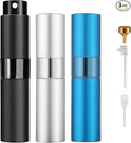 Perfume Travel Refillable Atomizer 8ML (3PCS) - Empty Cologne Spray Bottle, Portable & Leakproof Sprayer for Travel (Black, Blue, Silver)