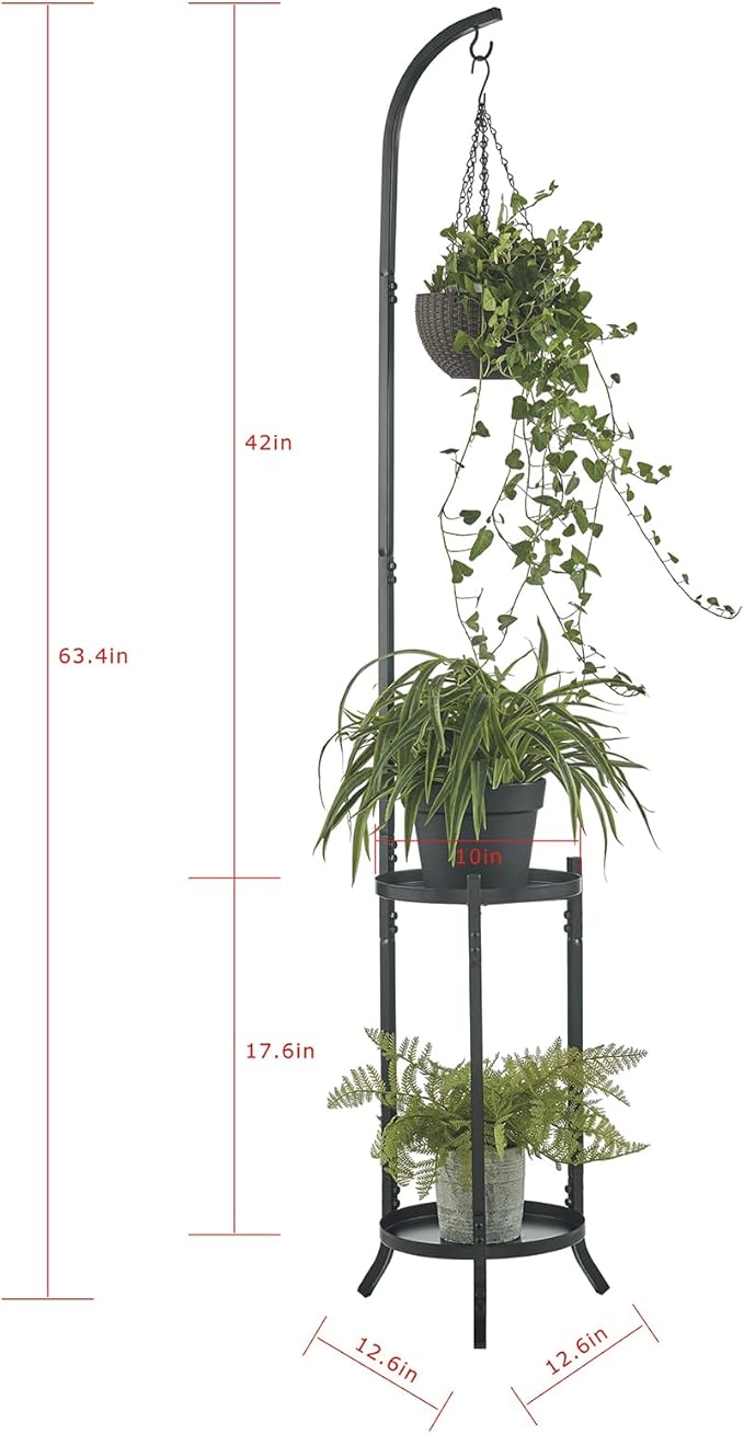 3 Tier Metal Plant Stands, Metal Corner Tall Plant Stands for Multiple Plants, Modern Flower Pot Holder Shelf Display Rack for Patio Garden Balcony Living Room