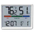 Digital Hygrometer Indoor Thermometer, Clock with Temp & Humidity, Temp Gauge with Comfort Indicator, Wall/Magnetic/Desk Alarm Clock for Bedroom, Baby Room, Office, Kitchen, Garage (White)