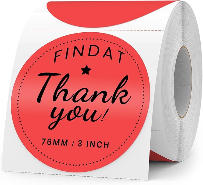 Red Round Thermal Labels 3 Inch Vinyl Circle Waterproof Direct Printer Sticker Self-Adhesive Perforated Name Tag for Logo DIY QR Design Office Address 500 PCS