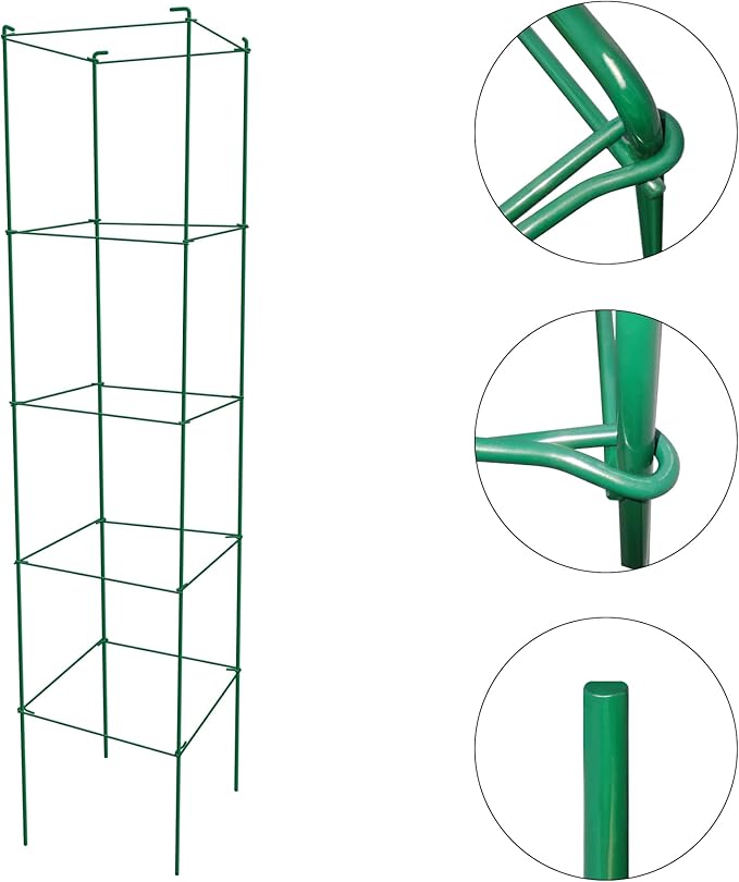 Thealyn Tomato Cages 6 Packs 57 Inches (H) Plant Stand with 164 Feet Twist Ties, Heavy Duty Garden Plants Support for Tomatoes, Cucumber, and Other Climbing Plants (Green)