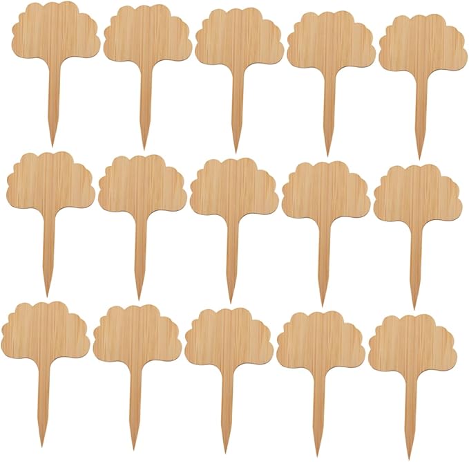 Kisangel 60pcs Indoor Plant Labels Thicken Bamboo Miniature Decor Sign for Succulent Plants Tags