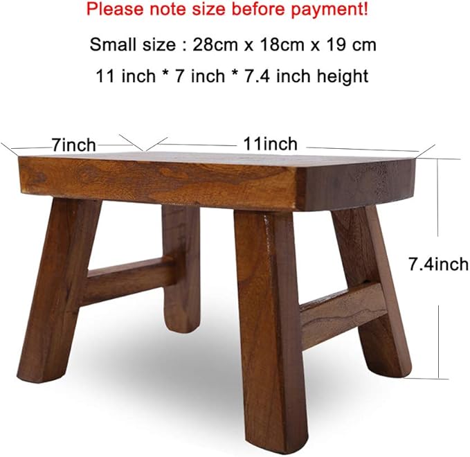 Sturdy Step Stool Footstool Solid Wooden Small for Kids Adults Sink Plant Stand Fishing Stool (Brown)