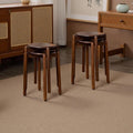 Oak Stackable Stools Set of 4, Small Plant Stand, Round Wooden Stool for Dining Room, Living Room, Entryway, Classroom, School, 15.4" x 15.4" x 16.7”, Walnut