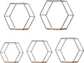 5 Pieces Hexagon Iron Wall Shelves Storage Rack Living Room Geometric Kitchen Bedroom Organizer for Mini Planter Displaying, Black