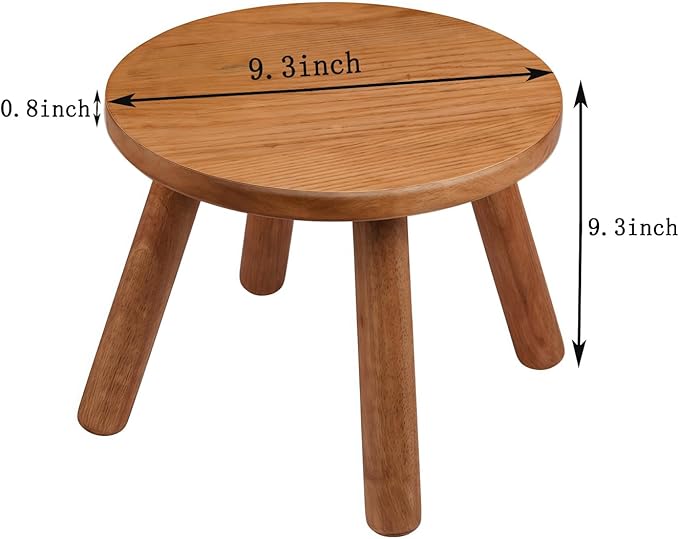 Round Solid Wooden Step Stool,Plant Stool Indoor,9.3” Height, Plant Stand for Kitchen, Bedroom, Bathroom, Livingroom (Walnut, 9.3inch)