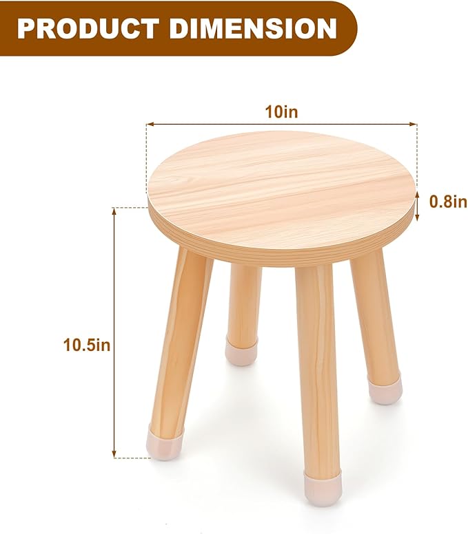 Wooden Step Stool for Kids, Solid Kids Chairs Perfect Matched Sensory Table，10 Inch Multi-Purpose Toddlers Plant Stool(Natural, 2 Pack)