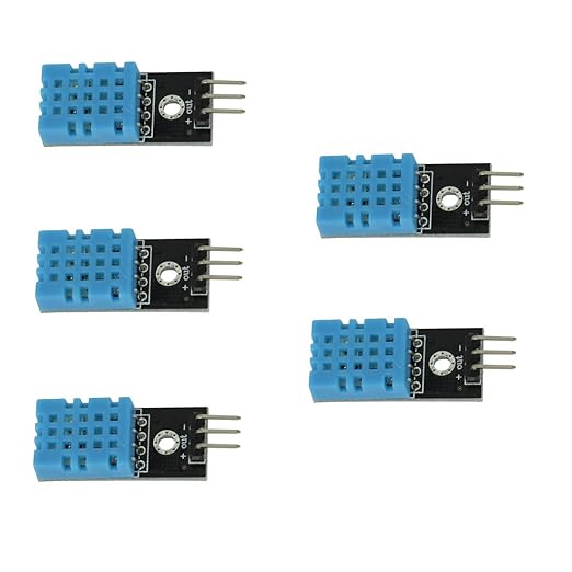 HiLetgo 5pcs DHT11 Temperature Humidity Sensor Module Digital Temperature Humidity Sensor 3.3V-5V Humidity Measure Range 20%-95% Temperature Measure Range 0-50℃ Celsius with Wires