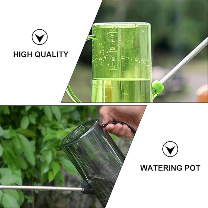 Toddmomy 2pcs 1l Long Spout Watering Cans for Indoor Plants and Succulents, 304 Stainless Steel with Measurement Markings, Black and Green, Sturdy Garden Watering Tools for Home Use