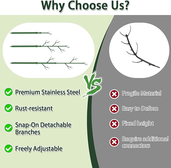 Telescoping Monstera Plant Support Stakes,17IN to 43IN Detachable Branch Plant Sticks Support Tall for Indoor Outdoor Climbing Plants,Adjustable Length Plant Accessories for Potted Plant-2 Pack