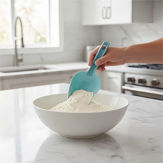 3 Piece Colored Plastic Ice Scoop Set,Thickened PP Utility Ice Scoop(Gray Large/Beige Medium/Blue Small) For Freezer,Ice Maker,Ice Cube, Ice Bucket, Coffee Beans,Ice Cream, Popcorn,Dishwasher Safe