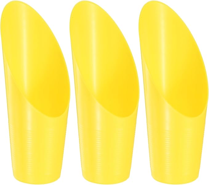 M METERXITY 3-Pack Bonsai Soil Scoops, Plastic Garden Soil Scoops Bucket Shovel Potting Scoopers for Transplanting/Flower Planting/Plant Succulent, Colorful Small Gardening Tools [Yellow]