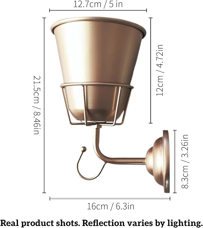 Wall Vase Metal Wall Planter with Hook, Indoor Outdoor Wall Plant Holder for Live or Artificial Flowers, Space Saving Wall Decor with Flower Stem Holder and Tassel Charm